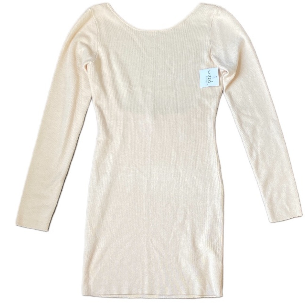 NWT Et Clet Backless Ribbed Knit Mini Dress Bodycon Long Sleeve M